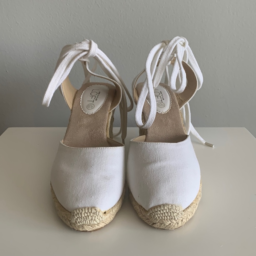 LOFT Cream Wedge Espadrilles